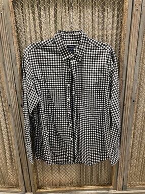 Club Room Black and White Gingham Button-Down Shirt